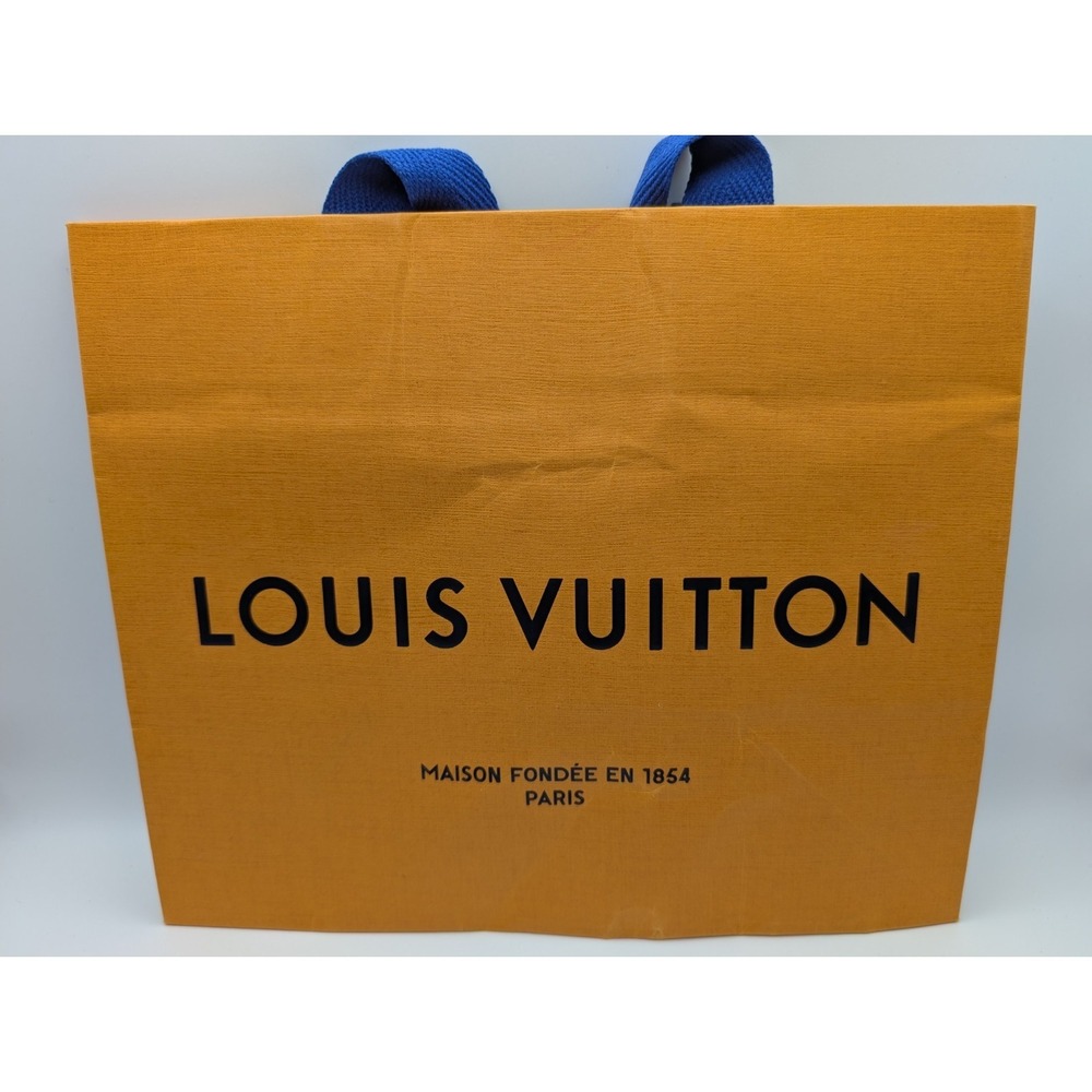 Louis Vuitton Small Gift Bag Orange Brown Blue Double Handles 9.75 x 8.25 x 6 - Picture 2 of 6